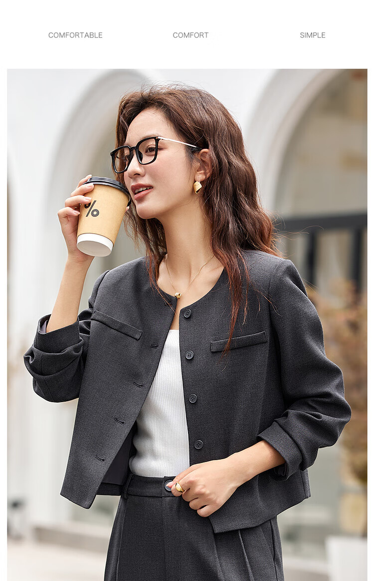 Fansiman Elegant Fashion Women's Set Top with Long Pants New Stylish Two-Piece Set Dark Gray XL 5
