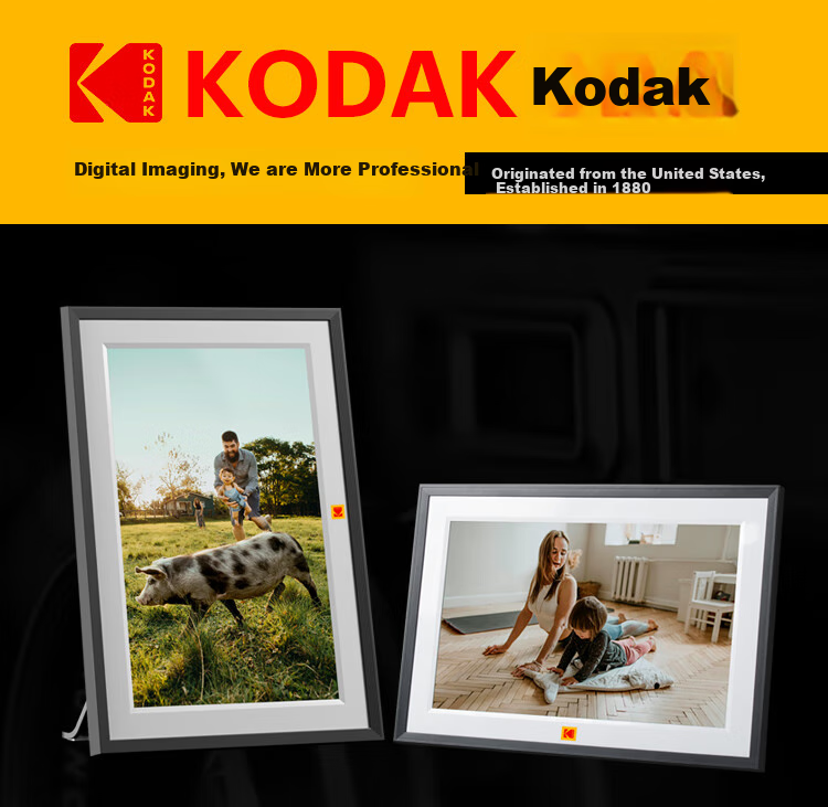 KODAK 1013F Digital Photo Frame 10.1-inch HD Smart Touchscreen Remote Photo and Video Player Rechargeable/Plug-in Wood Color 2