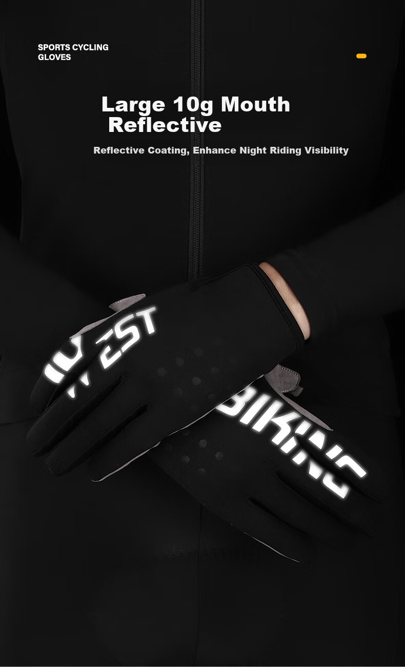 WestBiking Autumn And Winter Windproof Long Finger Gloves, Bicycle Anti-Slip Shock-Absorbing Outdoor Mountain And Road Bike Cycling Equipment M 7