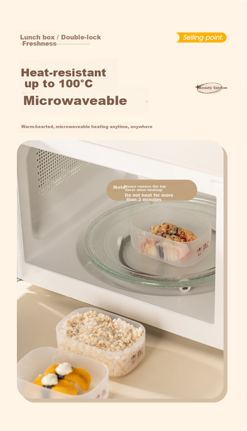 CAIZHI Rice Storage Containers, Refrigerator Food Keepers, Storage Boxes, Lunch Boxes, Bento Boxes, Microwave-Safe, Set of 6, CZ6628 6