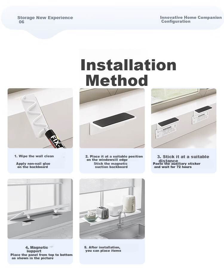 SHENGXITAO Expanded Kitchen Sink Window Sill Storage Rack No-Drill Magnetic Extension Plate Dish and Pot Holder 16