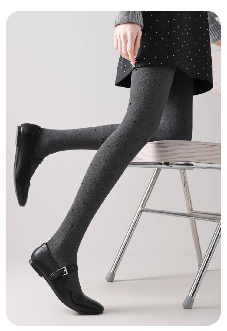 XUEXIMAN Gray Polka Dot Tights for Women Autumn Thin Thickened Leggings Vertical Stripe Pressure Slimming Pantyhose 4