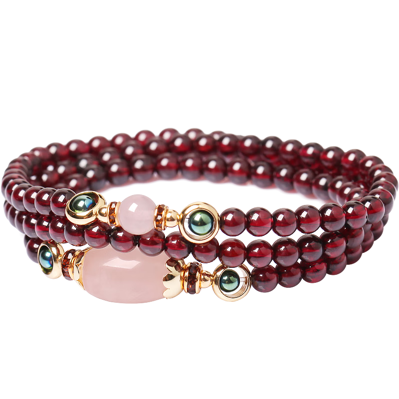 Fenghuangniepan Natural Garnet Bracelet for Women, 2026 New Multi-Layer Crystal Bracelet, Birthday Gift for Wife, Rose Gift Box