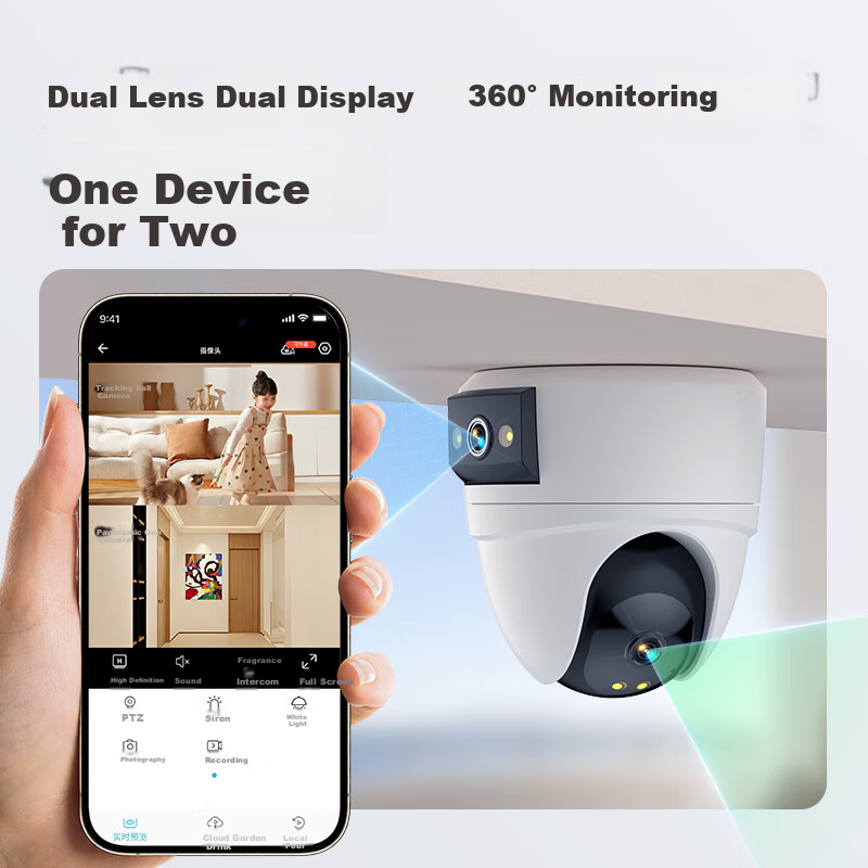 Камера видеонаблюдения VSTARCAM CS2DR, 5 Мп + 5 Мп, 360 градусов, Wi-Fi, ночное видение, двусторонняя аудиосвязь, для дома, потолочное крепление, с доступом через мобильный телефон