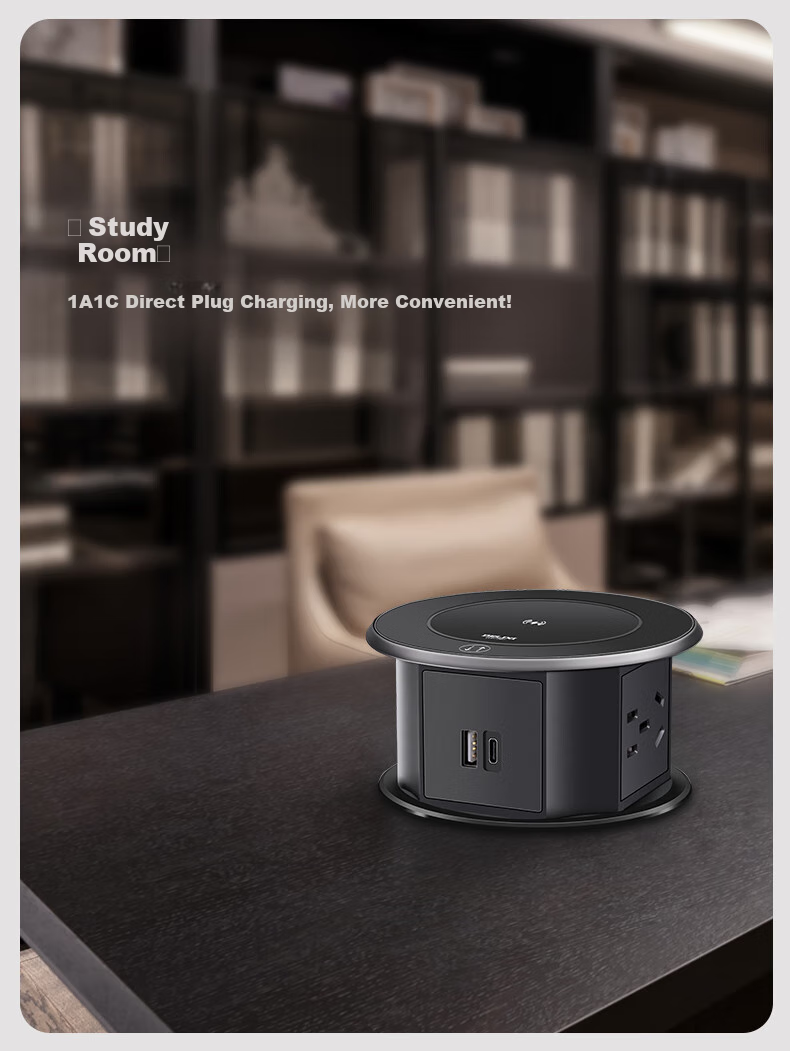 DELIXI Recessed Power Socket, Smart Electric Lift, Suitable for Kitchen Countertops And Conference Rooms, 4 Outlets with Five Holes, No Switch 5