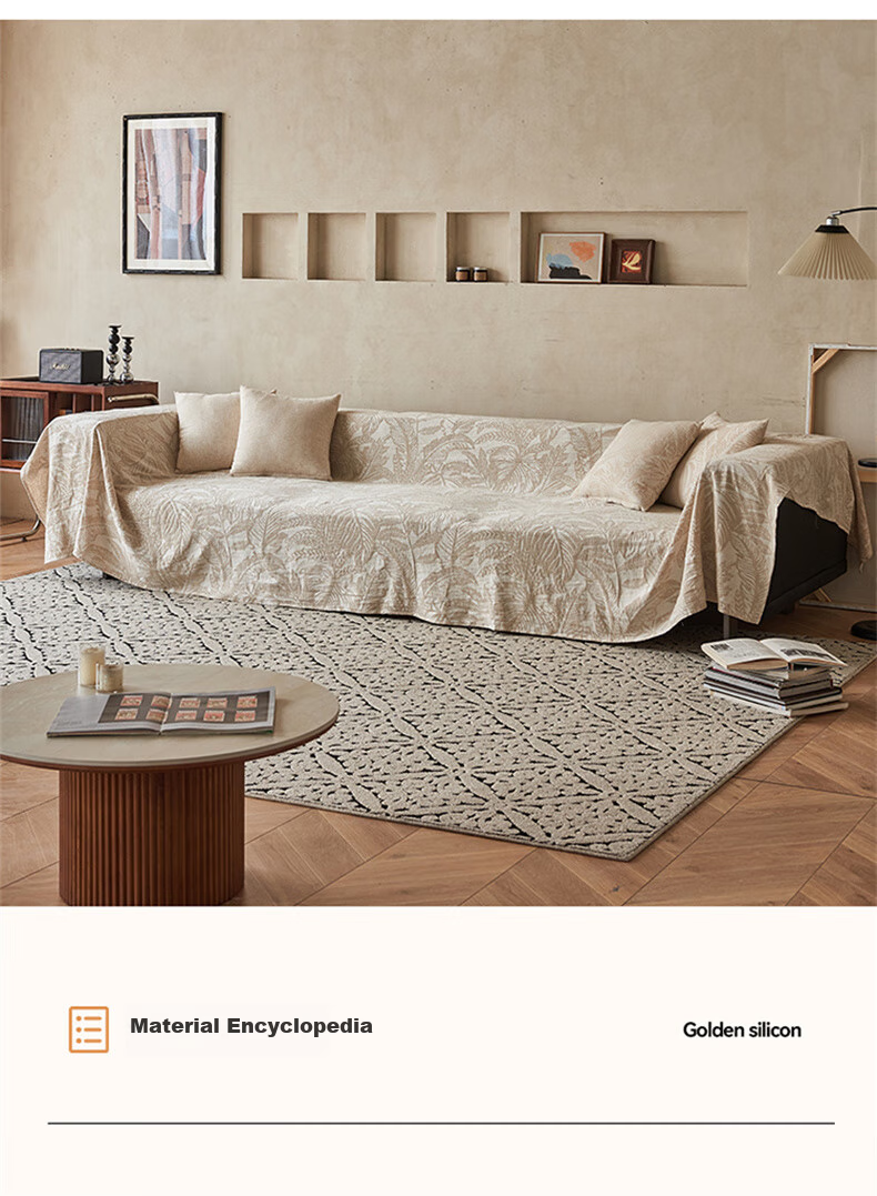 Wuyinliangpin Class A Maternity Cotton Linen Sofa Cover, Linen Sofa Slipcover, All-Inclusive Non-Slip Throw, Lily of The Valley Song, 180*380cm 2