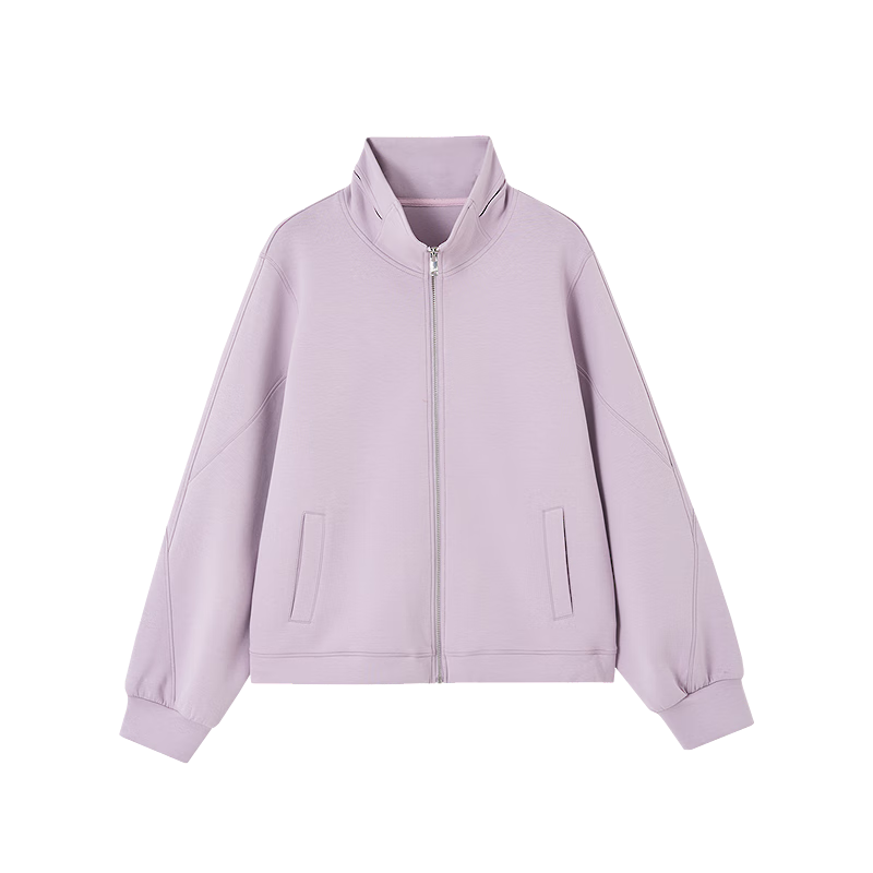 Demana [Comfort Elastic 350G Air Layer] Autumn Design Segmented Stand Collar Long Sleeve Loose Petite Women's Jacket