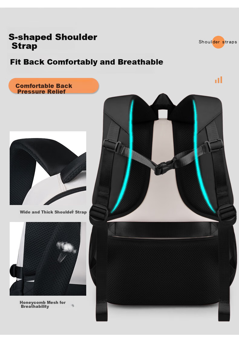 Edison Inventor Middle And High School Student Backpack Large Capacity for Middle And College Students, Lightweight Spine-Protecting Double Shoulder Bag K066-1 Black 9