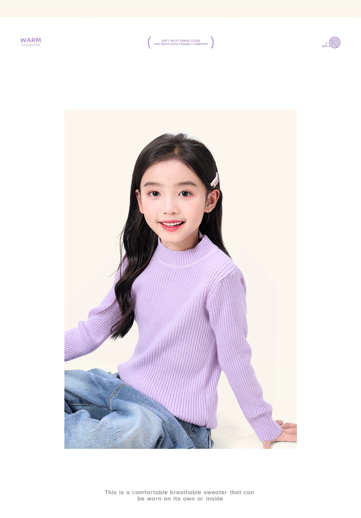 TonLion Girls Solid Color Base Shirt Autumn Winter New Thin Sweater Mid-Large Kids Warm Knitted Top Trendy Black 150 15