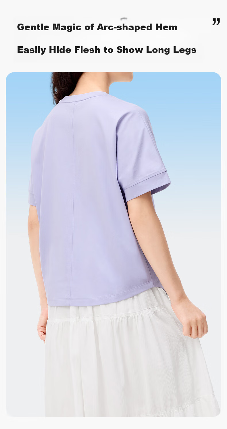 PurCotton 25th Anniversary Women's T-Shirt Cool Water Gloss Cotton Simple Versatile White (Women's) L(165) 10