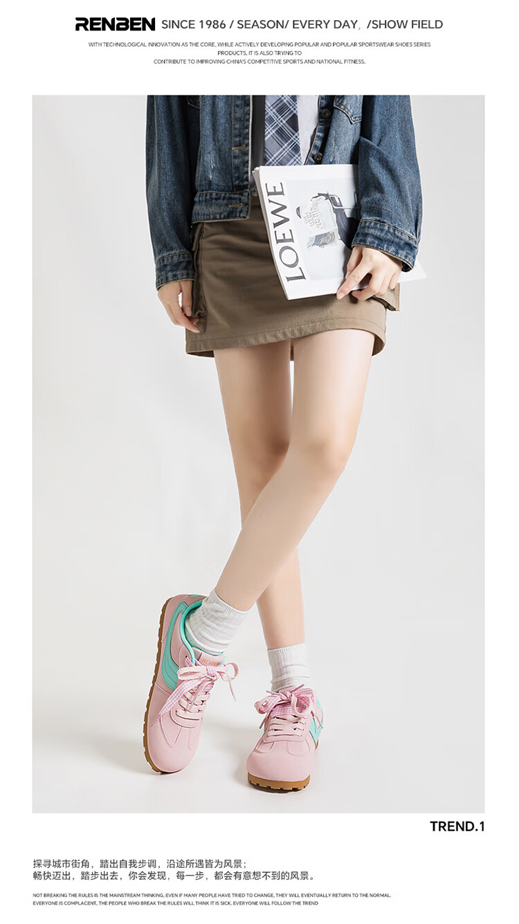 RENBEN 2026 Spring New Original INS Style Trainer Dopamine Color Sweet Fashion Ultra-Soft Sneakers 2