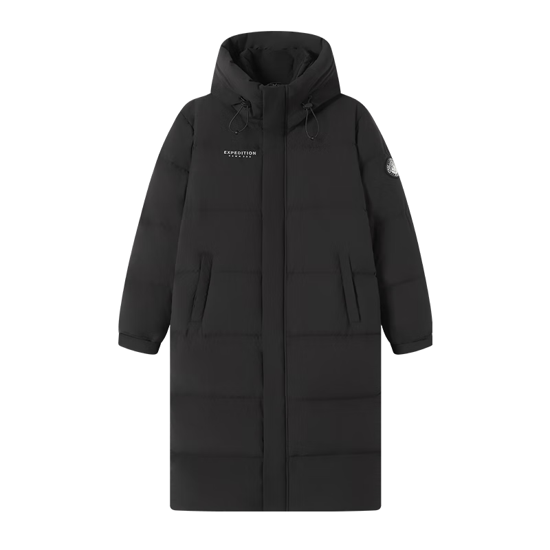 JD Original High-Fill Power down Classic 90% Down Jacket for Men And Women, Long Style, Warm Autumn And Winter Thick Coat, Black, Size M