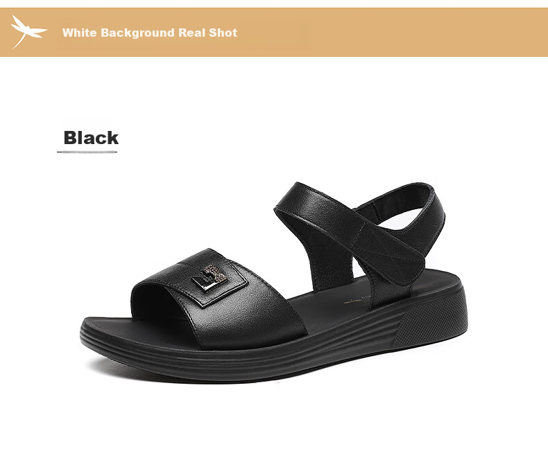RED DRAGONFLY Mother's Day Sandals for Women, Flat Heel, Summer Soft Leather, Soft Sole, Middle-Aged And Elderly, Mid-Heel Beach Shoes for Women, WTK233761 9