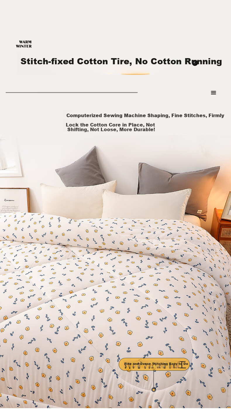 Mengshina 100% Cotton Xinjiang Cotton Quilt Pure Cotton Comforter Autumn Winter Quilt 6 Jin 200x230cm Huachuqing 10