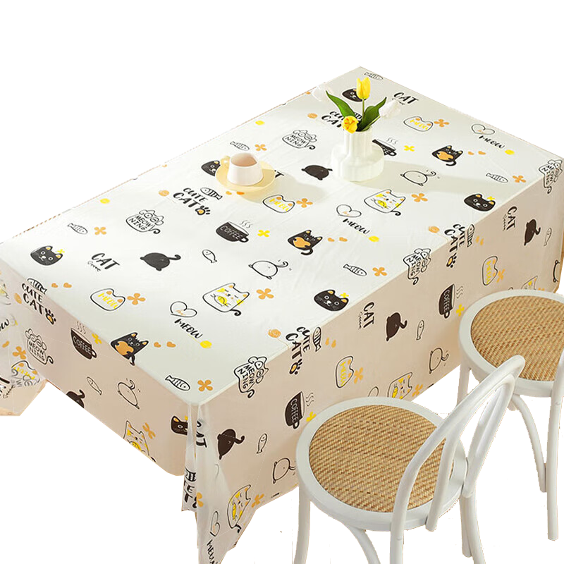 Jingxun Disposable Tablecloth, Thickened, Fresh Printed Design, Waterproof Table Cover, for Home Use, Square Shape, 10 Pieces, 1.8m X 1.8m