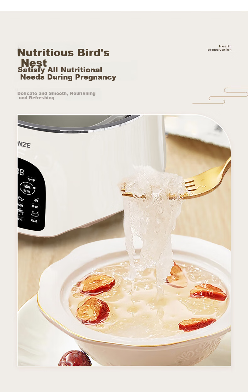 TONZE Stainless Steel Waterless Electric Stew Pot, Fully Automatic Soup Cooker, 3-6 Person Ceramic Bird's Nest Stew Pot, 3.5L GSD-353GE2 11