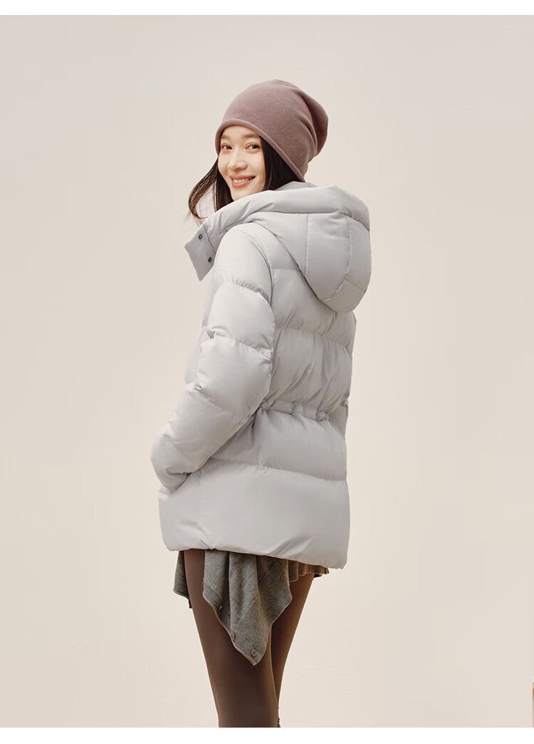 JD Original down Jacket for Women, 90% Duck Down, Puff Mid-Length Style, Fashionable Versatile, Winter New Thick Coat, Pure Gray, Size L 21