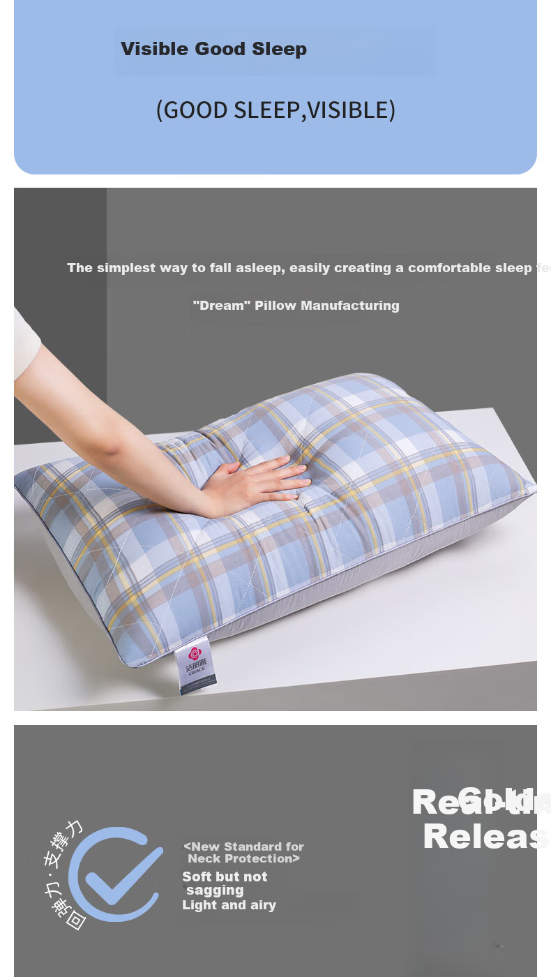 Grace Pillow, Hotel-Grade Feather And down Pillow, Fiber Soft Pillow Core, 46*72cm, Set of Two 2