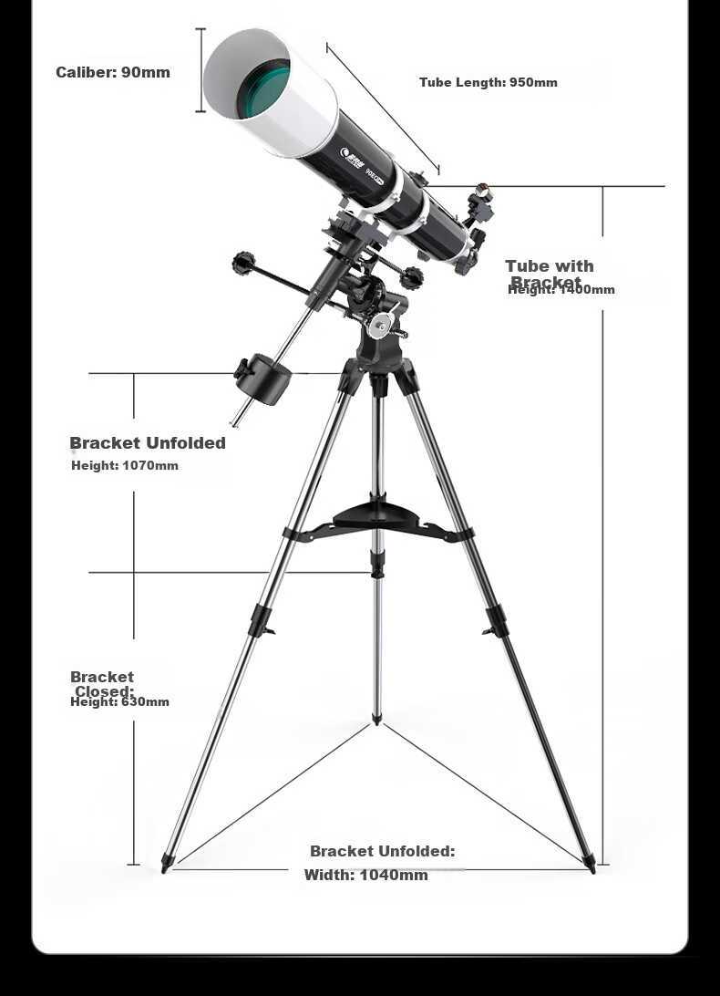 Xingtelang 90EQPro Large-Aperture High-Definition High-Magnification Professional Moon-Gazing Landscape Astronomical Telescope for Deep Space Exploration And Jupiter Viewing 33