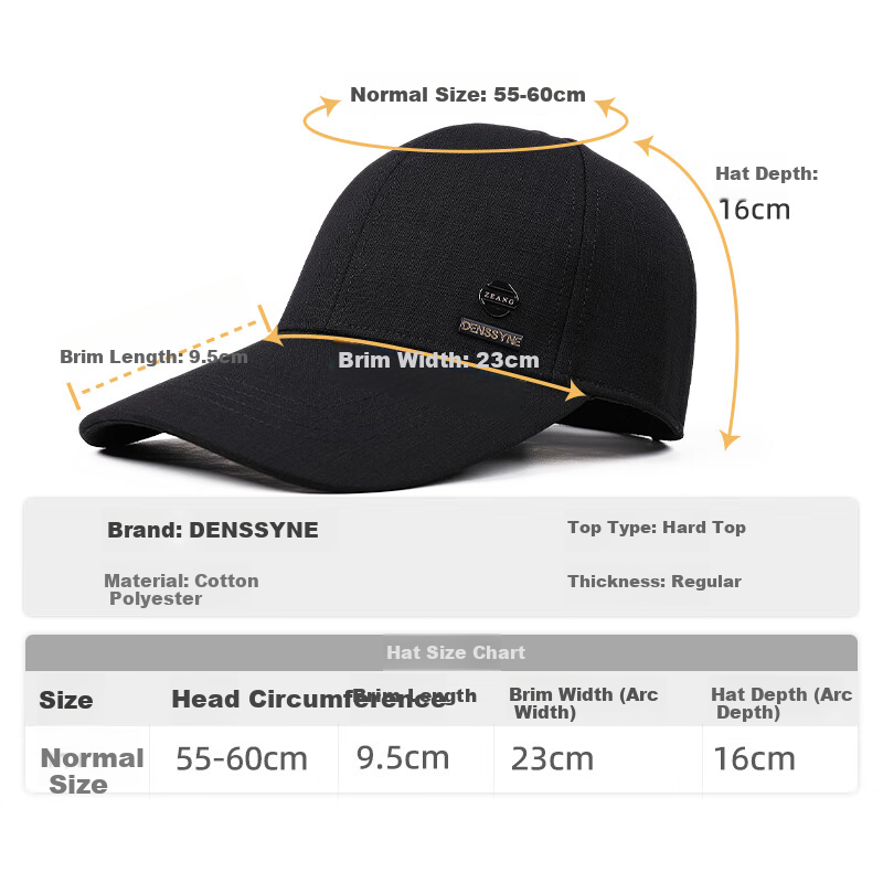 Denssyne Extended Brim Hat for Men, High-End Summer Lightweight Style, Face-Slimming Baseball Cap, Versatile All-Season Sun Protection Visor Hat