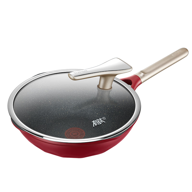 SUPOR Titanium Non-Stick Wok, National Standard Grade 1, 8x Wear-Resistant, Compatible with Induction and Gas Stoves, 32cm