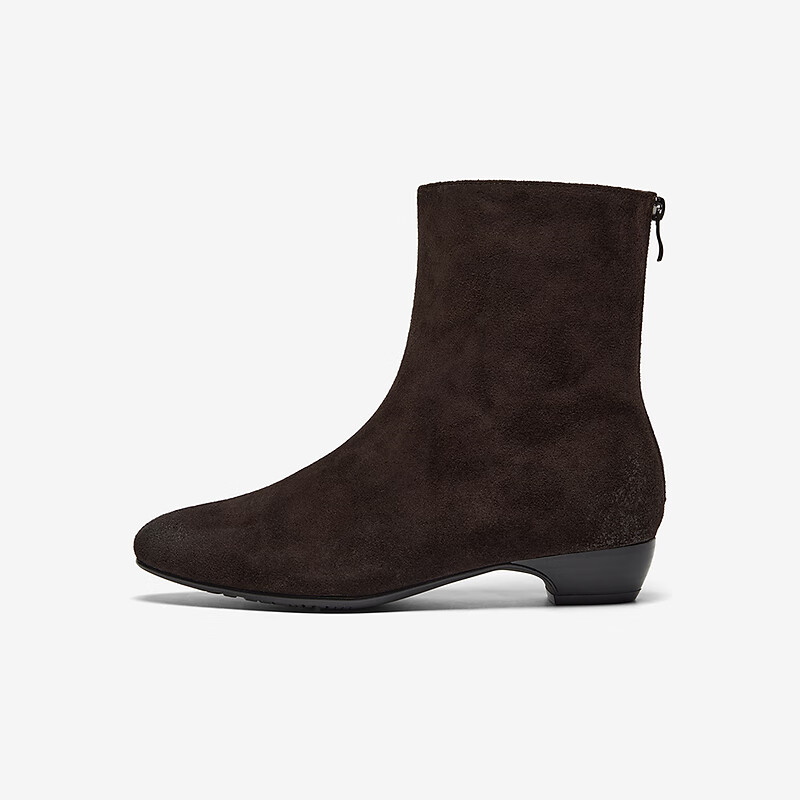 Bata Slim Boots Women 2025 Winter Cow Split Leather Commuter Fashion Boots 66061DZ5 Dark Coffee Size 36