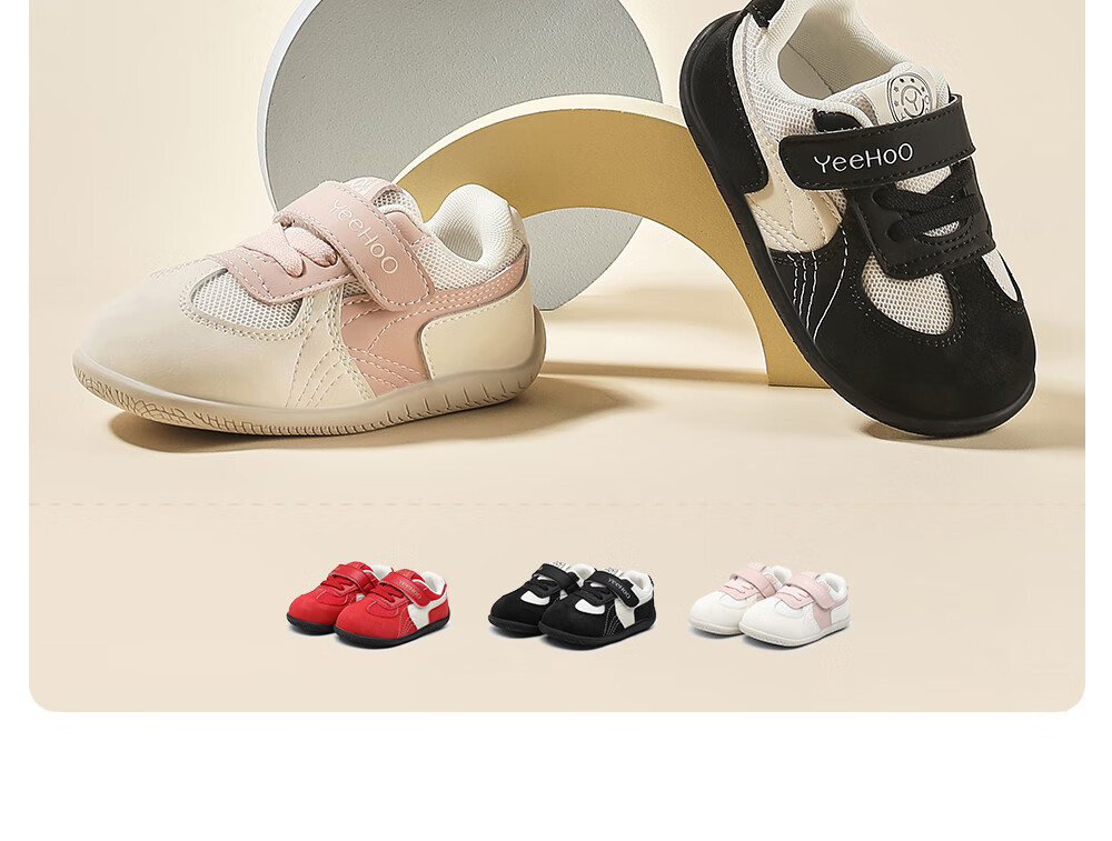 YEEHOO Lightweight Baby Toddler Walking Shoes High Wear-Resistant Boys Antibacterial Non-Slip Soft Sole Girls Casual Shoes 4