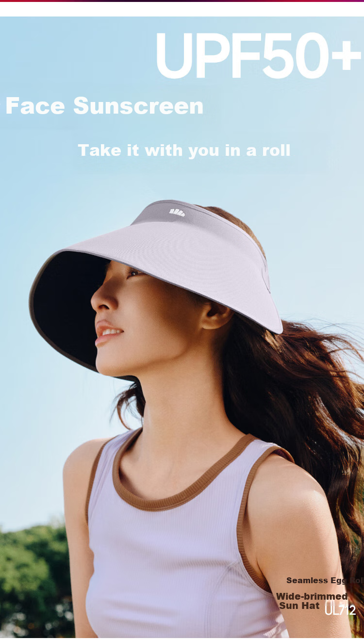 Beneunder Egg Roll Lampshade Sun Hat Women's Sunshade Hat Large Brim Open Top Hat Men's Extended Side Brim Full Face Sun Protection Purple 3