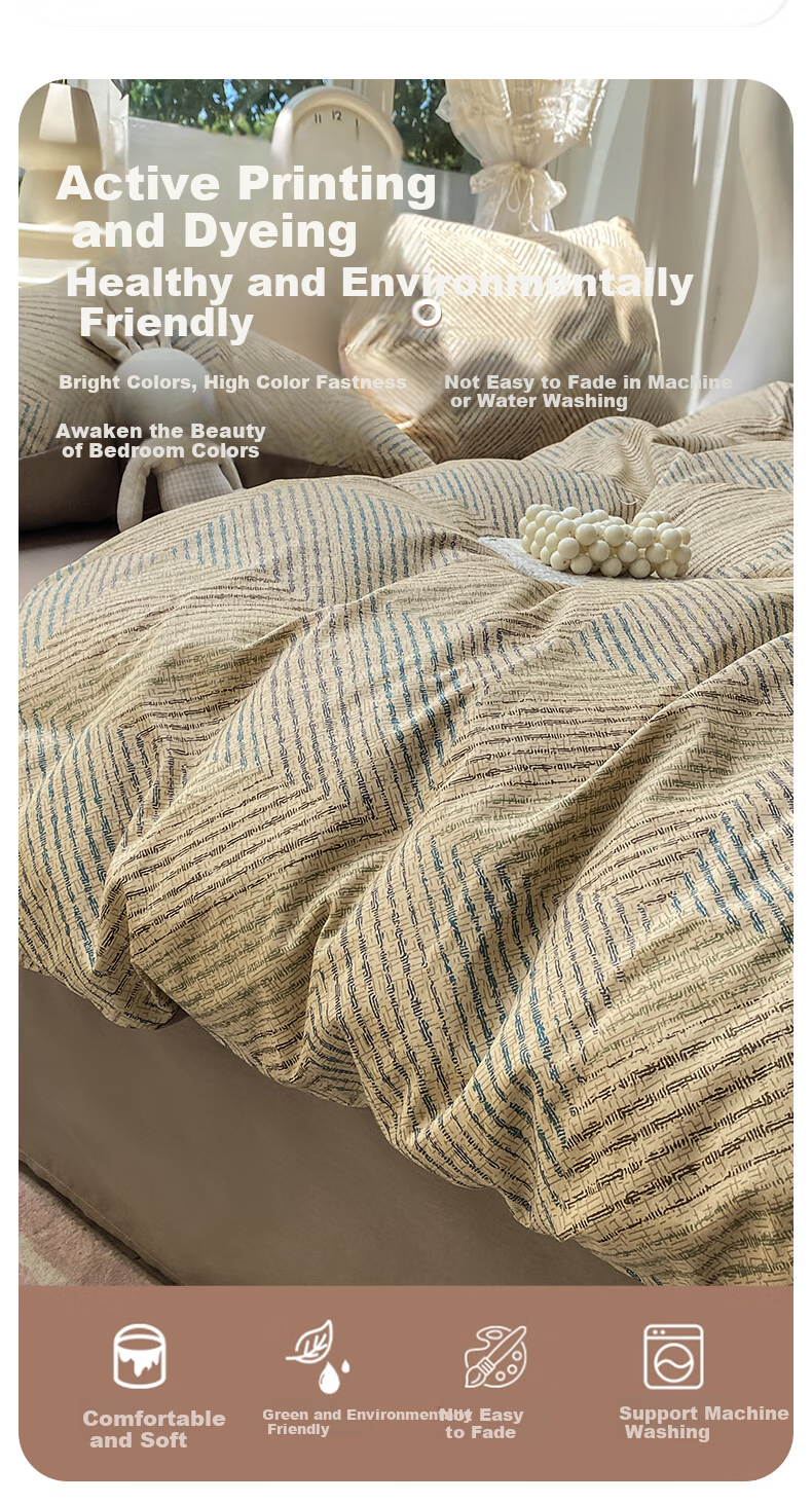 Wuyinliangpin 100% Pure Cotton Bedding Set, Three Pieces, for 0.9/1.2 Meter Bed, Single Student Dormitory Duvet Cover, 150*200cm 6
