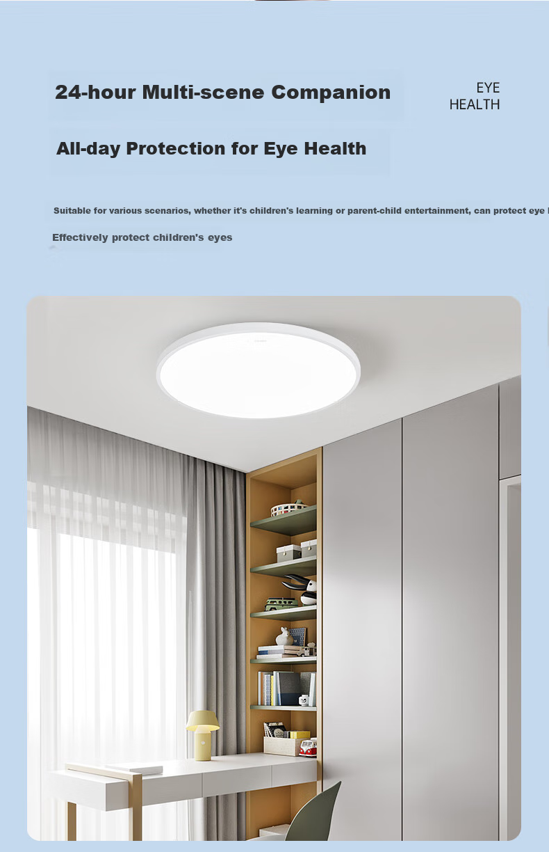 CHNT Full Spectrum Ra95 Eye Protection LED Ceiling Light for Bedroom, Ultra-Thin Study Room Balcony Hallway Light, 24W Cool White Light 10