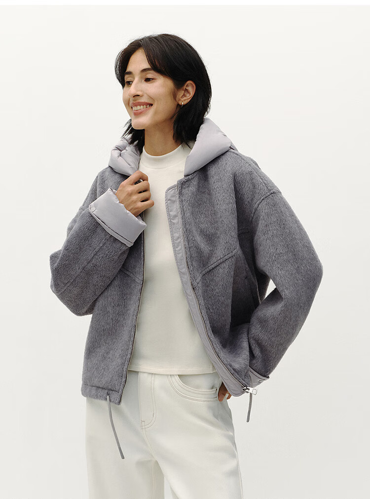 Semir Chen Duling Mall Same Style Women's Short Wool-Blend Warm Oversized Hooded Jacket 101725118001 3