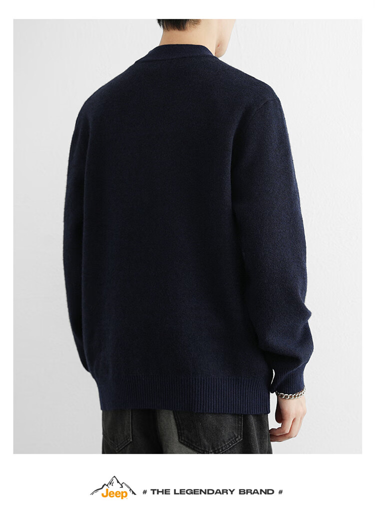 JEEP Men's Winter Warm Thick Loose Half-Zip Knit Sweater Navy Fleece XL 1