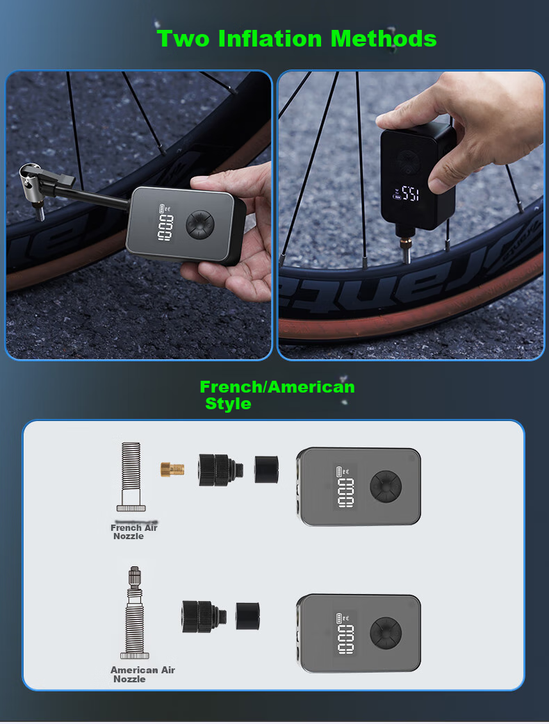 Road Bike Car Inflator Portable High-Pressure Wireless Electric Bicycle Pump 5