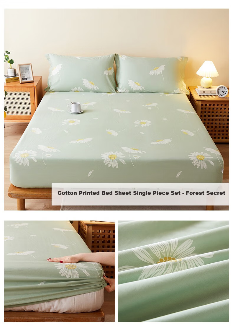 BEYOND Home Textiles Pure Cotton Fitted Sheet, Mattress Cover, Single Piece Set, Sunflower Pattern, 150*200cm 8