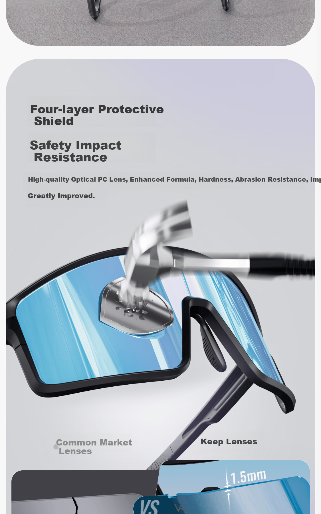 Keep Full-Frame Cycling Glasses, Black Frame, Anti-Slip, Windproof, Dustproof, Wind-Guiding, Drag-Reducing, White Frame, Coated with Red Lens 6