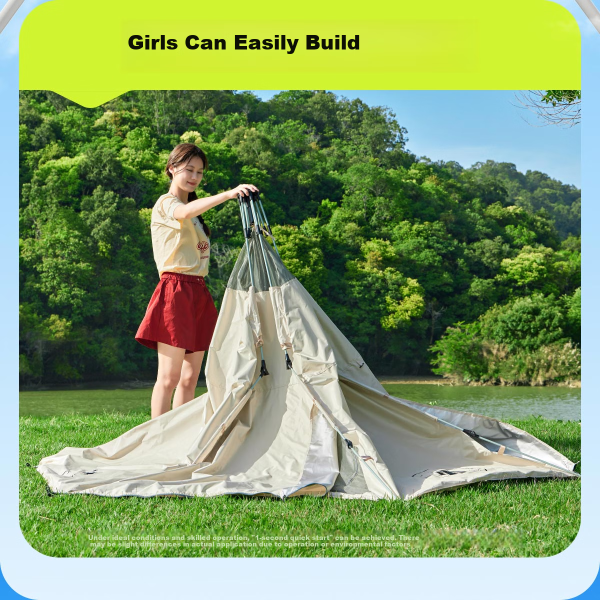 CAMEL X Outdoor Canopy Tent, Foldable Portable Hexagonal Camping Overnight Outdoor Camping Complete Set of Equipment 14