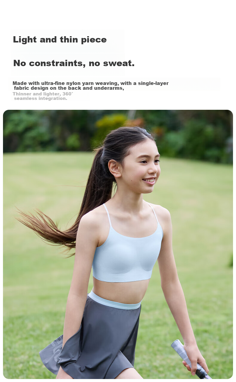 Like UU Thin Strap Bra for Female Students in Middle And High School, Puberty Underwear, Girls' Bra, Lightweight And Breathable Camisole 11