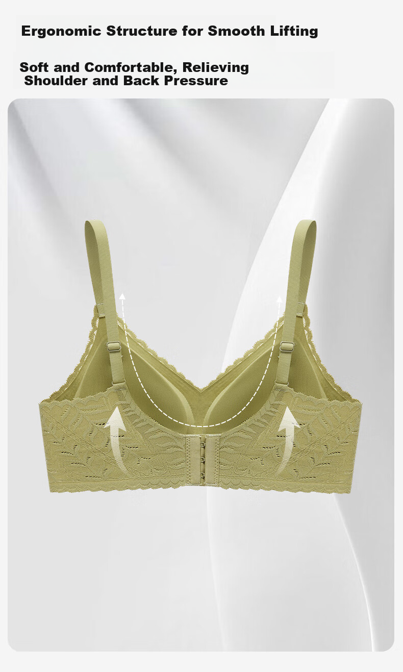 Fenteng Wireless Bra for Women, New Antibacterial Latex Light Cup Sexy Lace Anti-Spillage Underwear for Wome 8