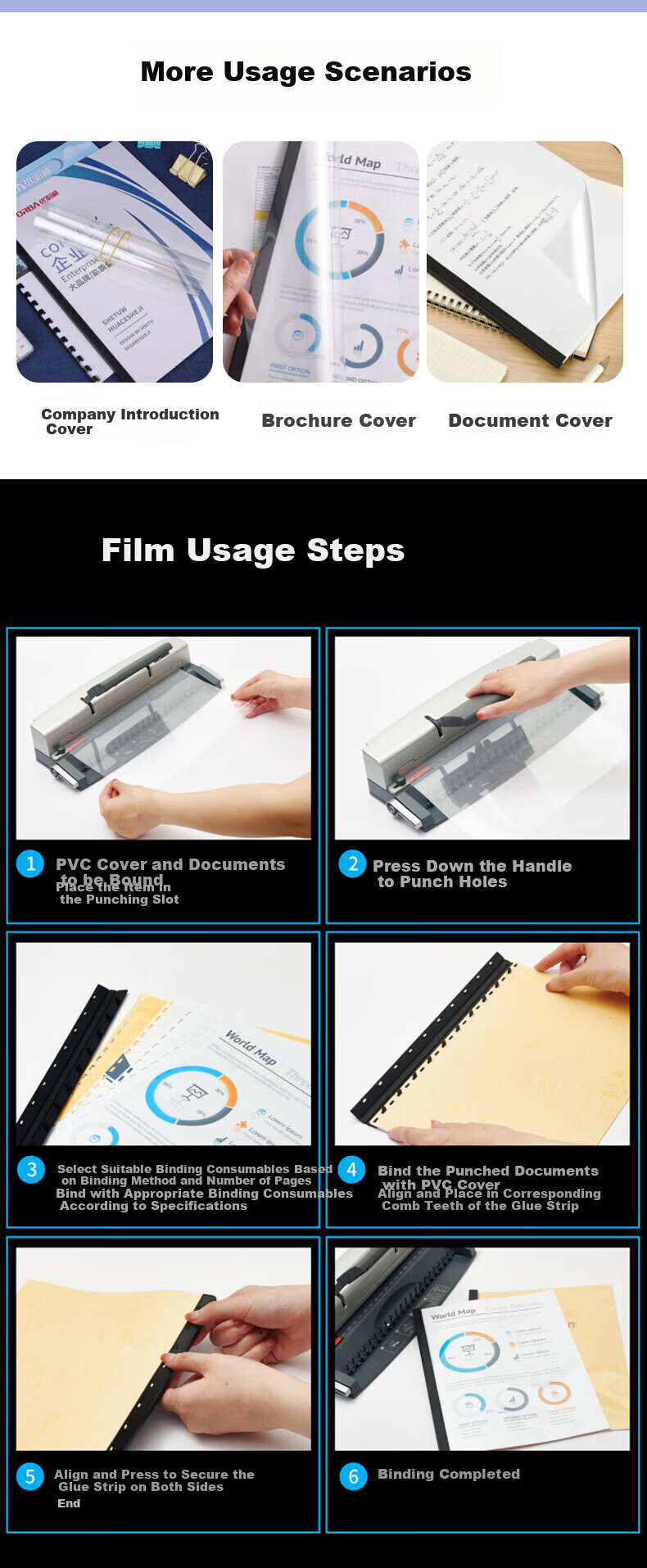 Youbili A4 Binding Cover/binding Film, Transparent Cover, Document Bid File Binding [Transparent PET], Thickness 0.2mm/50 Sheets, 6245 4