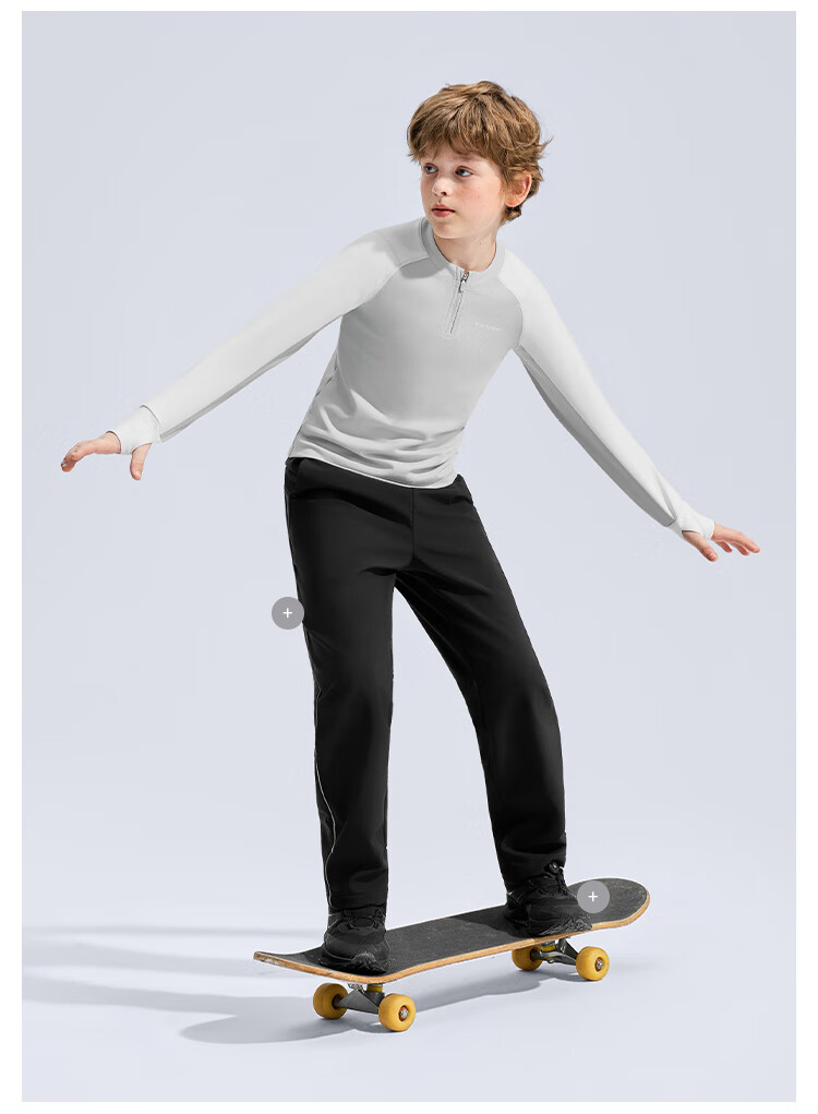 MoodyTiger Boys' Long Sleeve T-Shirt Moisture-Wicking Breathable Winter 2025 New Kids' Warm Stretch Half-Zip Sportswear 3