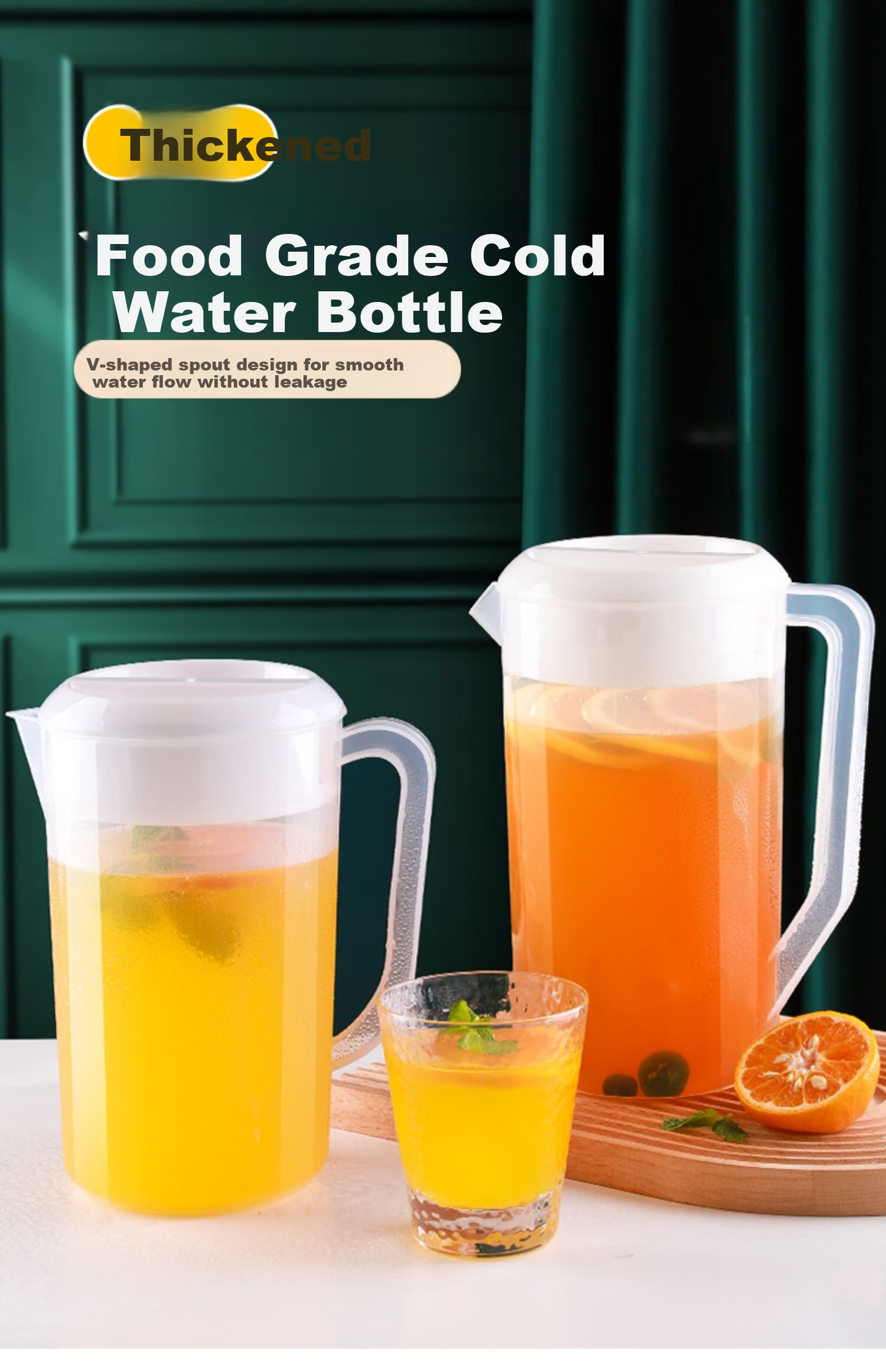 MENGTING Cold Water Pitcher, Heat-Resistant with Filter, Large Capacity Refrigerator Water Jug, Plastic Household Cold Boiled Water Pitcher for Fruit Tea, 2L 1