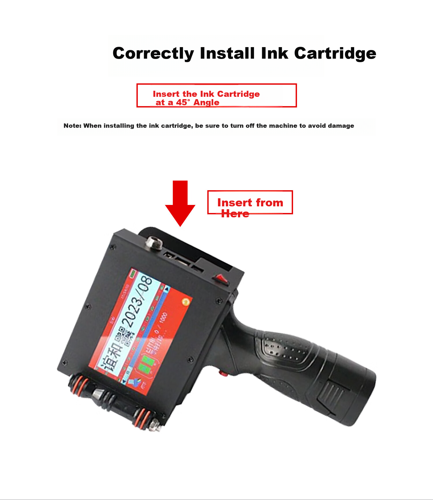 Yihe (YIHERO) Quick-Drying Ink Cartridge, Handheld Coding Machine, Universal High-Adhesion Ink Cartridge, Black Ink 11