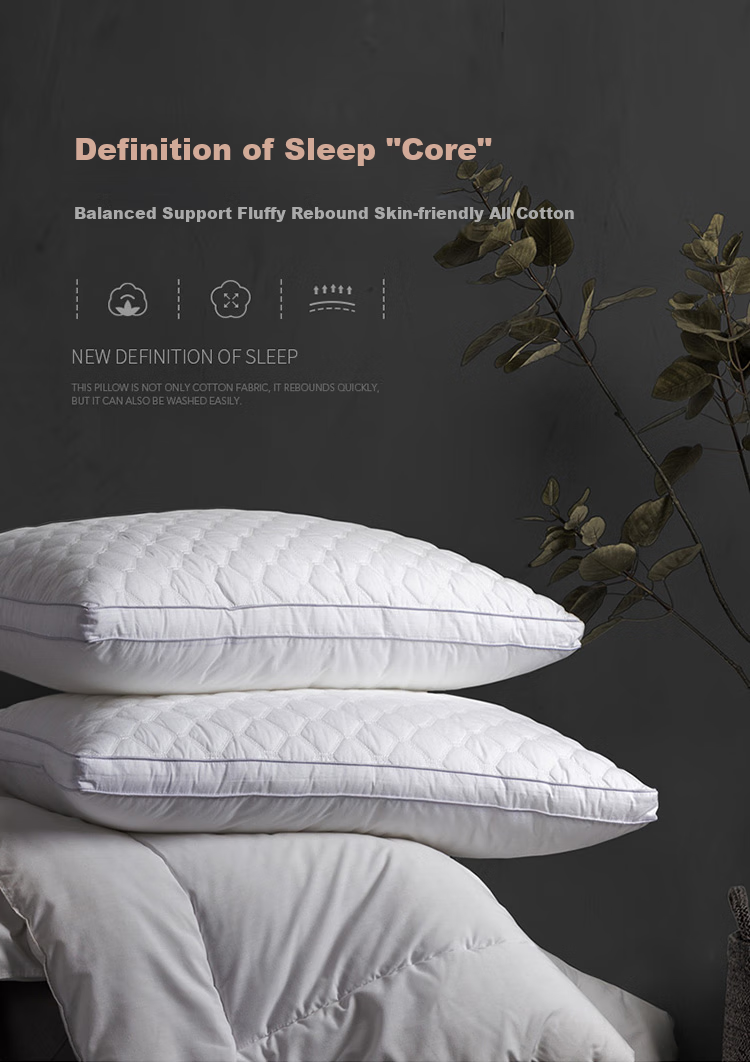 Dohia Home Textile Pillow, Class A Pure Cotton Hotel-Style Pillow Core, Adult Cervical Pillow, Height Approximately 8cm 1