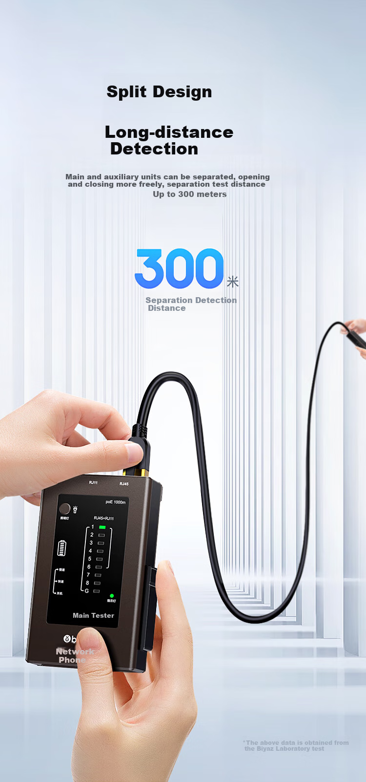BIAZE Network Cable Tester, Multifunctional Wire Tester for Computer Network RJ45 Connectors And Telephone Lines, Engineering Network Cable Detector, Home Smart Tester for Line Continuity And Discontinuity Testing, PoE Pairing And Testing 2