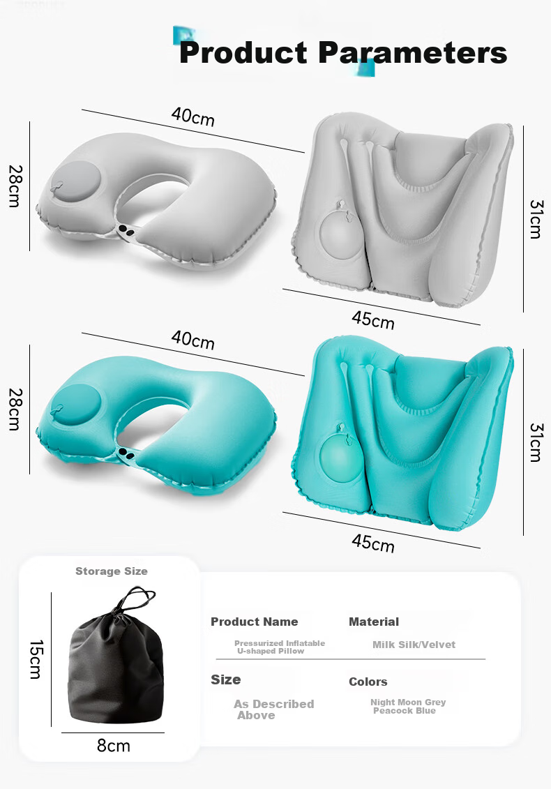 Jingmao Inflatable U-Shaped Pillow, Lumbar Support Cushion, Convenient Travel Airplane Pillow, Neck Protector, Long-Sitting Aid, Back Support Pad for Waist 18
