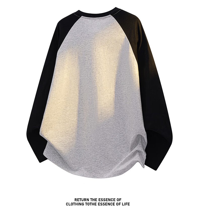 Dingfengbaoluo American Style Colorblock Sweatshirt Men Autumn Patchwork Crewneck Striped Loose Casual Long Sleeve T-Shirt XXH08 Heather Gray 2XL 1