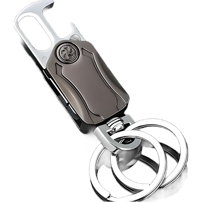 Baoshi Multifunctional Car Keychain, Men's Aluminum Alloy Four-In Bottle Opener, Fidget Spinner, Phone Stand