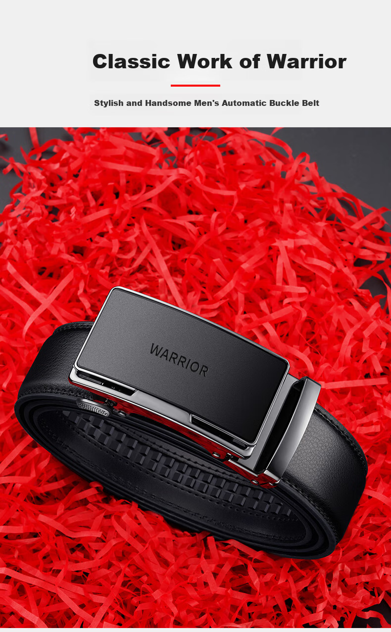 Huili Men's Automatic Buckle Genuine Leather Belt, Business Casual Versatile Denim Waistband for Young And Middle-Aged, Practical Gift 7