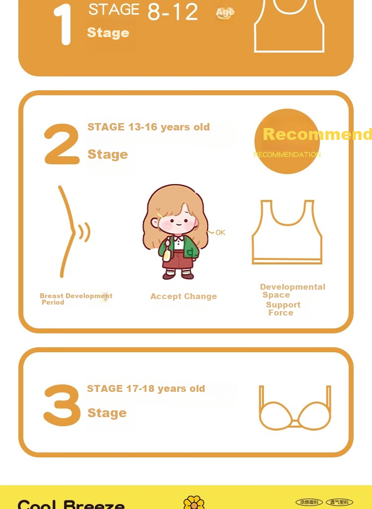 LangSha Girls' Underwear for Puberty, Elementary School Students, Children, Seamless Anti-Nipple Show, Long Camisole, Breathable Undershirt for Young Girls 5