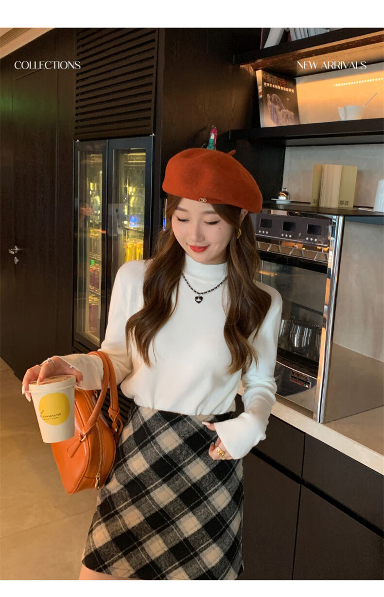 YUZHAOLIN Women's Half Turtleneck Base Shirt Autumn Winter 2025 New Knitted Lazy Style Soft Sweater Black 19